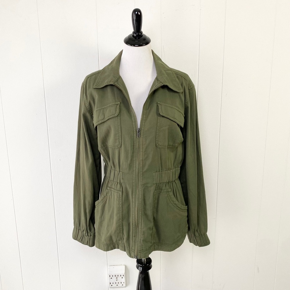 Knox Rose Olive Green Utility Zip Up Jacket Women's Size Medium Gorpcore Boho